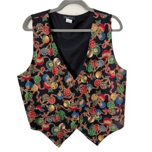 Vintage Robyn-Lyn Colorful Festive Holiday‎ Christmas Retro Novelty Vest Large